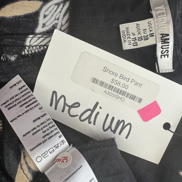 NWT Amuse Society Shorebird Pant Lightweight Wide Leg Ankle Pant Floral Black M - Picture 13 of 13